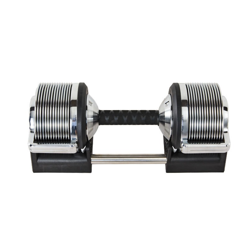 Adjustable Dumbbell Pair 40Kg - 32kg Per Dumbbell Silver Adjustable Electroplated